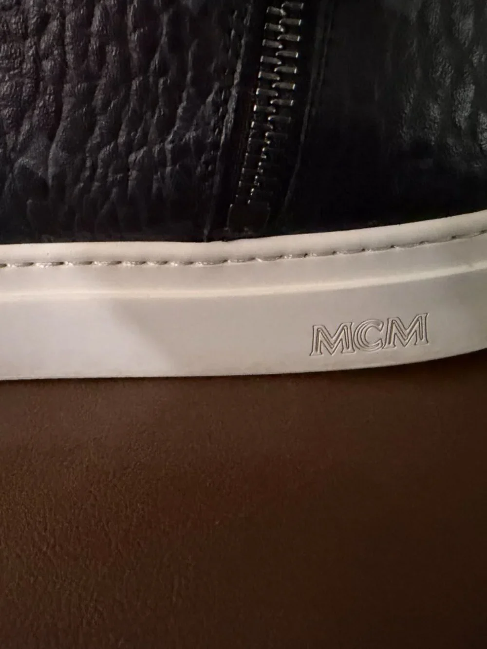 MCM Black Visetos High-Top Leather Sneakers - AUTHENTIC